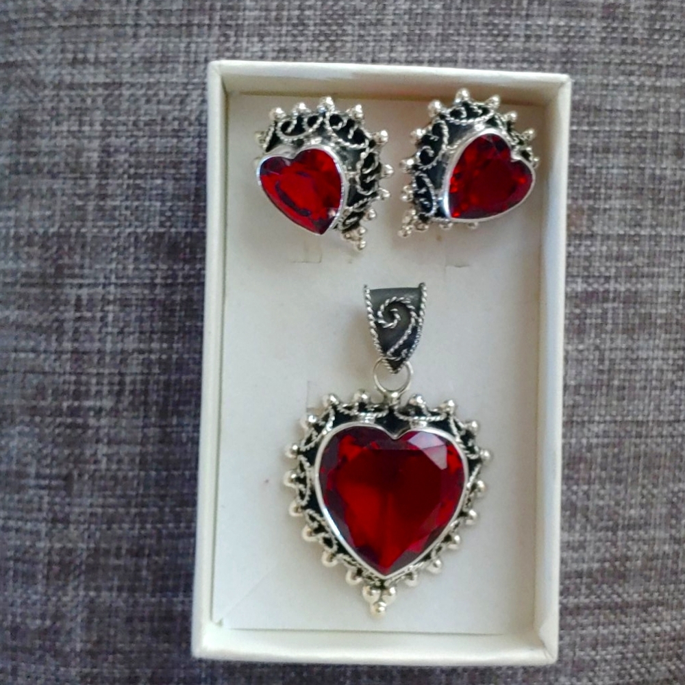 earrings and pendant